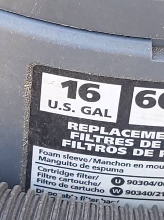 16 GAL. SHOP VACUUM.WET OR DRY - $40 (E ALAMEDA and S EMERSON)