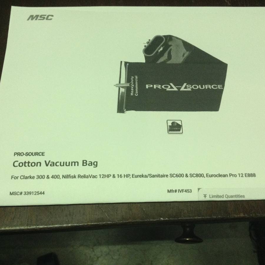 Pro source vacuum bag (Wentzville)