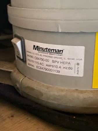 Minuteman BPV HEPA Commercial Backpack Vacuum - Working Motor C84790-00 - $200 (Omaha)