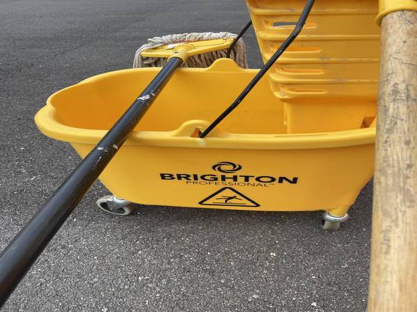 Mop Bucket with mop,floor sign - $50 (Fairfax,Virginia)
