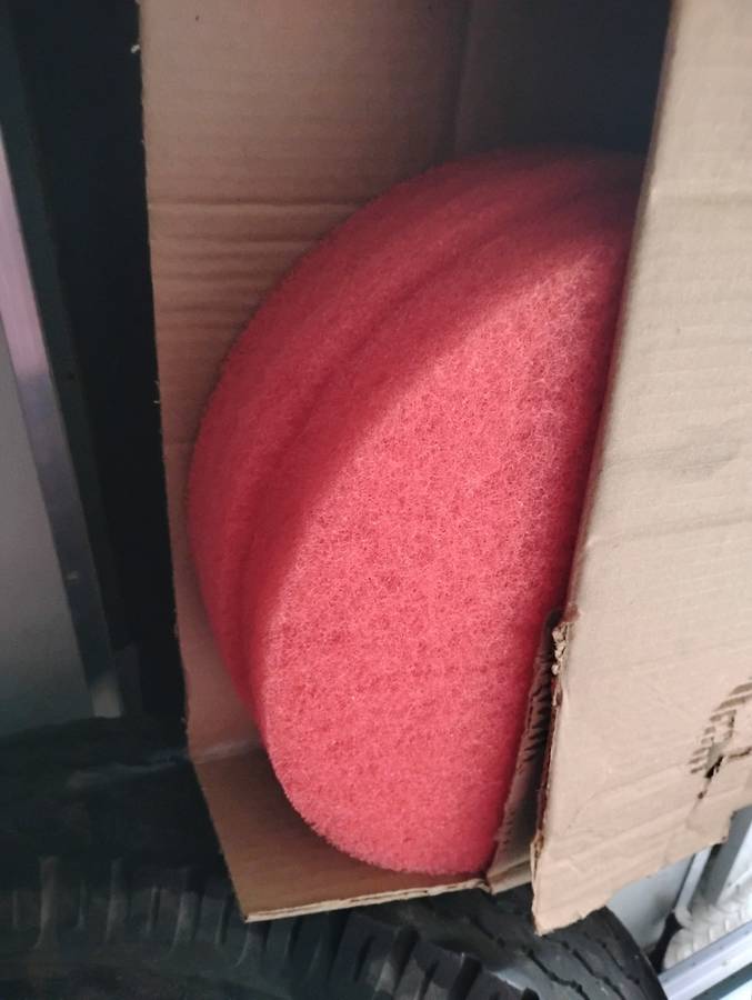 buffing and burnishing pads all different sizes
