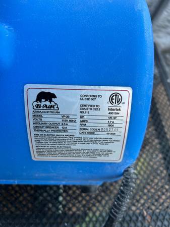 B-AIR VP-20 ⅕ HP COMMERCIAL AIR MOVER & BLOWER FAN: BLUE - $60 (Madison)