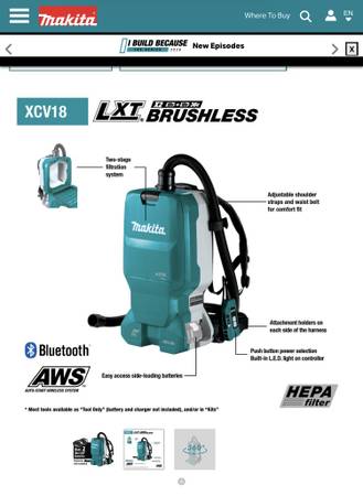 Makita 36V Backpack HEPA Dust Extractor Vacuum - $700